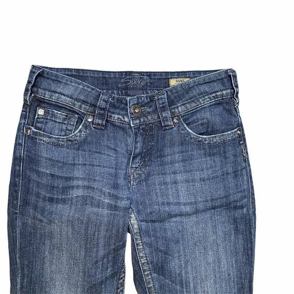 Silver Jeans Suki Women’s 26x28 Dark Wash Mid Rise Straight Leg Hemmed - Picture 4 of 7